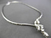 ESTATE LARGE 1.25CT DIAMOND 14KT WHITE GOLD 3D CLASSIC LEAF LARIAT NECKLACE