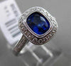 ESTATE 1.66CT DIAMOND & SAPPHIRE 14K WHITE GOLD 3D MILGRAIN HALO ENGAGEMENT RING