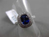 ESTATE 1.66CT DIAMOND & SAPPHIRE 14K WHITE GOLD 3D MILGRAIN HALO ENGAGEMENT RING