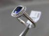 ESTATE 1.66CT DIAMOND & SAPPHIRE 14K WHITE GOLD 3D MILGRAIN HALO ENGAGEMENT RING