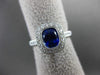 ESTATE 1.66CT DIAMOND & SAPPHIRE 14K WHITE GOLD 3D MILGRAIN HALO ENGAGEMENT RING