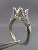 ESTATE .70CT DIAMOND 14K WHITE GOLD 4 PRONG PAVE SEMI MOUNT ENGAGEMENT RING 1147