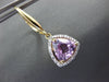 ESTATE 3.13CT ROUND DIAMOND & TRILLION KUNZITE 14KT YELLOW GOLD HANGING EARRINGS