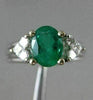 ESTATE 1.66CT DIAMOND & EMERALD 18KT TWO TONE GOLD DOUBLE HEART ENGAGEMENT RING