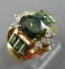 ESTATE 2.53CT DIAMOND & GREEN TOURMALINE 14K GOLD 3D OVAL ENGAGEMENT RING #25459