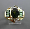 ESTATE 2.53CT DIAMOND & GREEN TOURMALINE 14K GOLD 3D OVAL ENGAGEMENT RING #25459