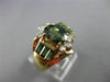 ESTATE 2.53CT DIAMOND & GREEN TOURMALINE 14K GOLD 3D OVAL ENGAGEMENT RING #25459