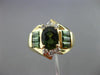 ESTATE 2.53CT DIAMOND & GREEN TOURMALINE 14K GOLD 3D OVAL ENGAGEMENT RING #25459