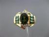ESTATE 2.53CT DIAMOND & GREEN TOURMALINE 14K GOLD 3D OVAL ENGAGEMENT RING #25459