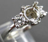 ESTATE .49CT DIAMOND 14KT WHITE GOLD 3 STONE SEMI MOUNT ENGAGEMENT RING #18598