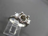 ESTATE .49CT DIAMOND 14KT WHITE GOLD 3 STONE SEMI MOUNT ENGAGEMENT RING #18598