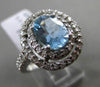 ESTATE 1.95CT DIAMOND & AQUAMARINE 14KT WHITE GOLD DOUBLE HALO ENGAGEMENT RING