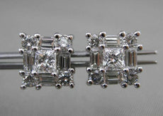ESTATE 1.65CT DIAMOND 14KT WHITE GOLD MULTI SHAPE SQUARE STUD EARRINGS #24045