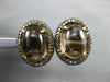 12.50CT CHOCOLATE FANCY DIAMOND & SMOKY TOPAZ 18K YELLOW GOLD OVAL HALO EARRINGS