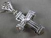 ESTATE MASSIVE 1.01CT DIAMOND 14KT WHITE GOLD 3D FILIGREE CROSS PENDANT & CHAIN
