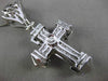 ESTATE MASSIVE 1.01CT DIAMOND 14KT WHITE GOLD 3D FILIGREE CROSS PENDANT & CHAIN