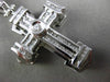 ESTATE MASSIVE 1.01CT DIAMOND 14KT WHITE GOLD 3D FILIGREE CROSS PENDANT & CHAIN