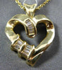 ESTATE SMALL .15CT BAGUETTE DIAMOND 14KT YELLOW GOLD 3D OPEN HEART LOVE PENDANT