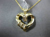 ESTATE SMALL .15CT BAGUETTE DIAMOND 14KT YELLOW GOLD 3D OPEN HEART LOVE PENDANT