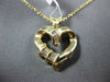 ESTATE SMALL .15CT BAGUETTE DIAMOND 14KT YELLOW GOLD 3D OPEN HEART LOVE PENDANT