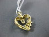 ESTATE SMALL .15CT BAGUETTE DIAMOND 14KT YELLOW GOLD 3D OPEN HEART LOVE PENDANT