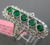 1.39CT DIAMOND & COLOMBIAN EMERALD 18K WHITE GOLD 3D OVAL ELONGATED 5 STONE RING