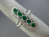1.39CT DIAMOND & COLOMBIAN EMERALD 18K WHITE GOLD 3D OVAL ELONGATED 5 STONE RING