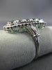 1.39CT DIAMOND & COLOMBIAN EMERALD 18K WHITE GOLD 3D OVAL ELONGATED 5 STONE RING