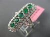 1.39CT DIAMOND & COLOMBIAN EMERALD 18K WHITE GOLD 3D OVAL ELONGATED 5 STONE RING