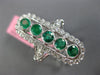 1.39CT DIAMOND & COLOMBIAN EMERALD 18K WHITE GOLD 3D OVAL ELONGATED 5 STONE RING