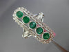 1.39CT DIAMOND & COLOMBIAN EMERALD 18K WHITE GOLD 3D OVAL ELONGATED 5 STONE RING