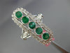1.39CT DIAMOND & COLOMBIAN EMERALD 18K WHITE GOLD 3D OVAL ELONGATED 5 STONE RING