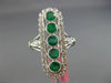 1.39CT DIAMOND & COLOMBIAN EMERALD 18K WHITE GOLD 3D OVAL ELONGATED 5 STONE RING