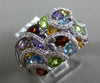 ESTATE 1.52CT DIAMOND & AAA MULTI GEM 14KT WHITE GOLD HEART MULTI ROW LOVE RING