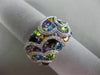 ESTATE 1.52CT DIAMOND & AAA MULTI GEM 14KT WHITE GOLD HEART MULTI ROW LOVE RING