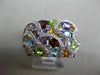 ESTATE 1.52CT DIAMOND & AAA MULTI GEM 14KT WHITE GOLD HEART MULTI ROW LOVE RING