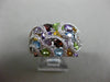 ESTATE 1.52CT DIAMOND & AAA MULTI GEM 14KT WHITE GOLD HEART MULTI ROW LOVE RING