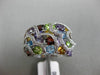 ESTATE 1.52CT DIAMOND & AAA MULTI GEM 14KT WHITE GOLD HEART MULTI ROW LOVE RING