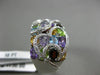 ESTATE 1.52CT DIAMOND & AAA MULTI GEM 14KT WHITE GOLD HEART MULTI ROW LOVE RING