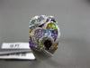 ESTATE 1.52CT DIAMOND & AAA MULTI GEM 14KT WHITE GOLD HEART MULTI ROW LOVE RING