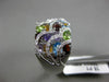 ESTATE 1.52CT DIAMOND & AAA MULTI GEM 14KT WHITE GOLD HEART MULTI ROW LOVE RING
