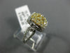 1.20CT WHITE & FANCY YELLOW DIAMOND 14KT TWO TONE GOLD RECTANGULAR CLUSTER RING