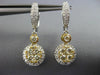 1.31CT WHITE & FANCY YELLOW DIAMOND 14K TWO TONE GOLD 3D FLOWER HANGING EARRINGS