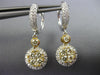 1.31CT WHITE & FANCY YELLOW DIAMOND 14K TWO TONE GOLD 3D FLOWER HANGING EARRINGS