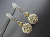 1.31CT WHITE & FANCY YELLOW DIAMOND 14K TWO TONE GOLD 3D FLOWER HANGING EARRINGS