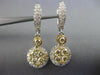 1.31CT WHITE & FANCY YELLOW DIAMOND 14K TWO TONE GOLD 3D FLOWER HANGING EARRINGS