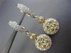 1.31CT WHITE & FANCY YELLOW DIAMOND 14K TWO TONE GOLD 3D FLOWER HANGING EARRINGS