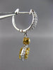 1.31CT WHITE & FANCY YELLOW DIAMOND 14K TWO TONE GOLD 3D FLOWER HANGING EARRINGS