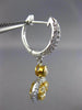 1.31CT WHITE & FANCY YELLOW DIAMOND 14K TWO TONE GOLD 3D FLOWER HANGING EARRINGS
