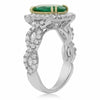 ESTATE WIDE 2.75CT DIAMOND & AAA EMERALD 18KT 2 TONE GOLD HALO ENGAGEMENT RING